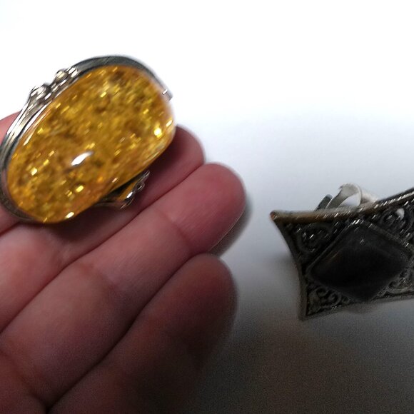 Rings set of 4 adjustable size chunky stylish fashion jewelry - Picture 4 of 6